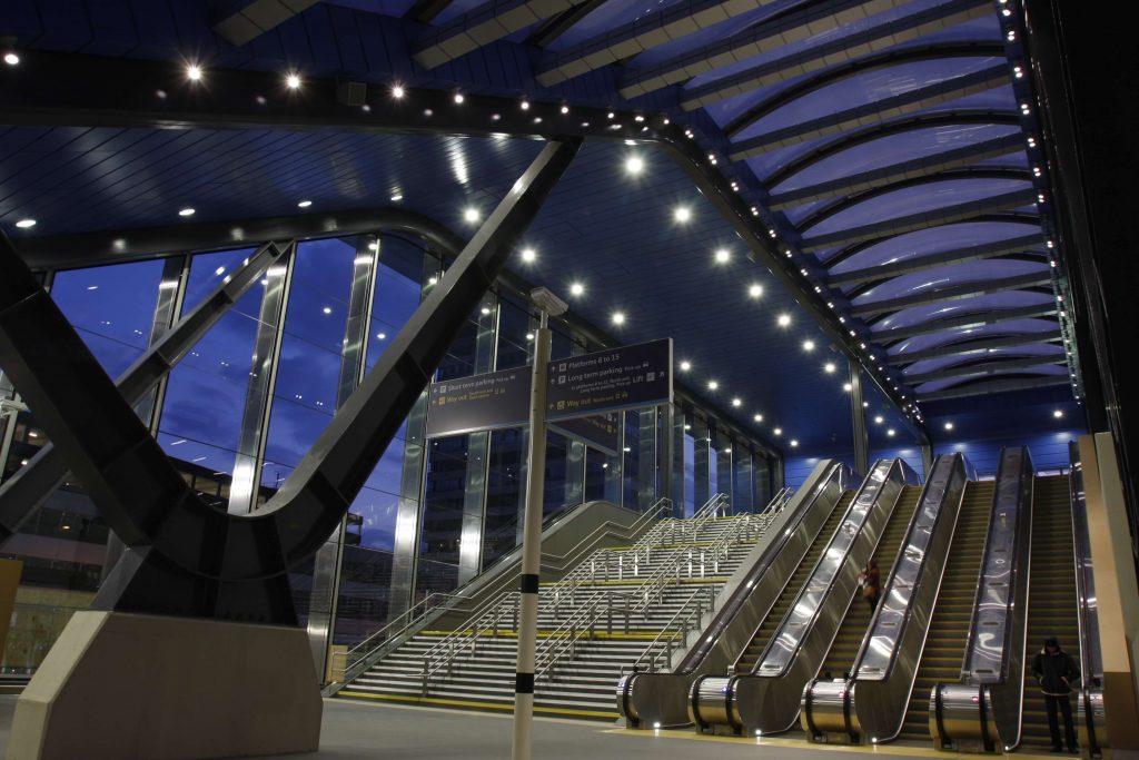 Stairs and escalators at Reading station