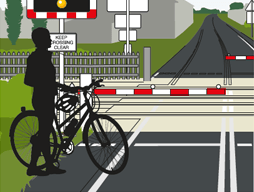 Graphic of barriers at level crossing