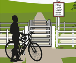 Graphic of gates at a level crossing