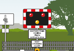 Graphic of warning lights at a level crossing