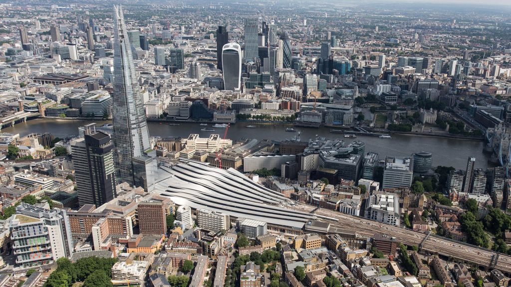 Aerial view of London Bridge station