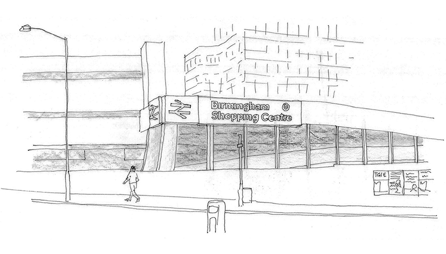 line drawing of Birmingham New Street
