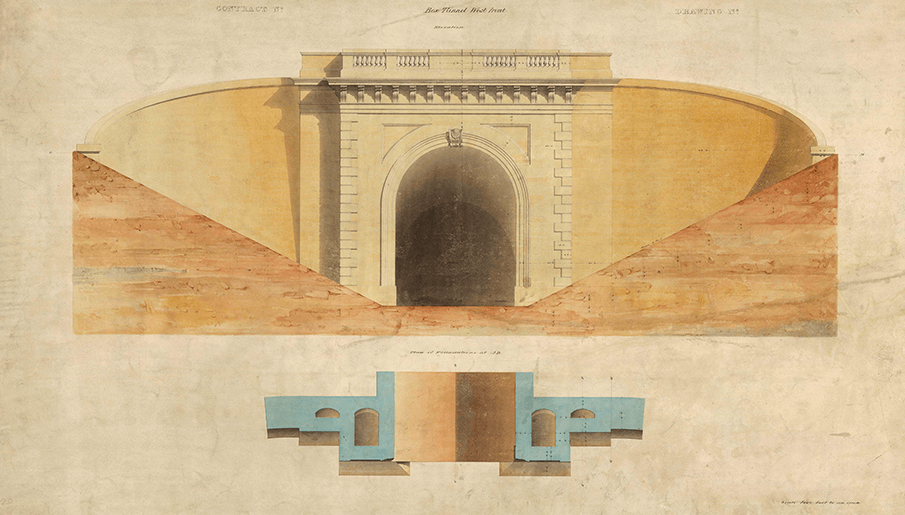 Original drawing of Brunel's Box Tunnel from the Network Rail archive