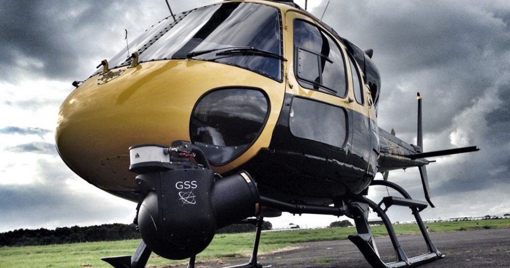 The Network Rail helicopter on the ground, daytime