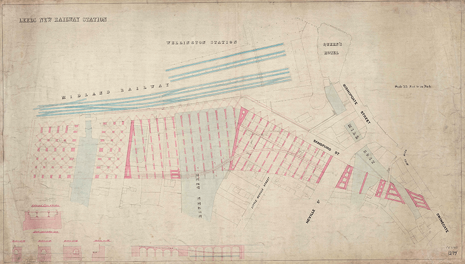 historical plan of the new Leeds railway station