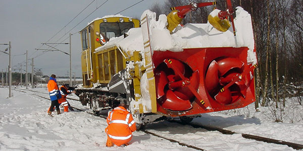 One of Network Rails snow blower units on railway track