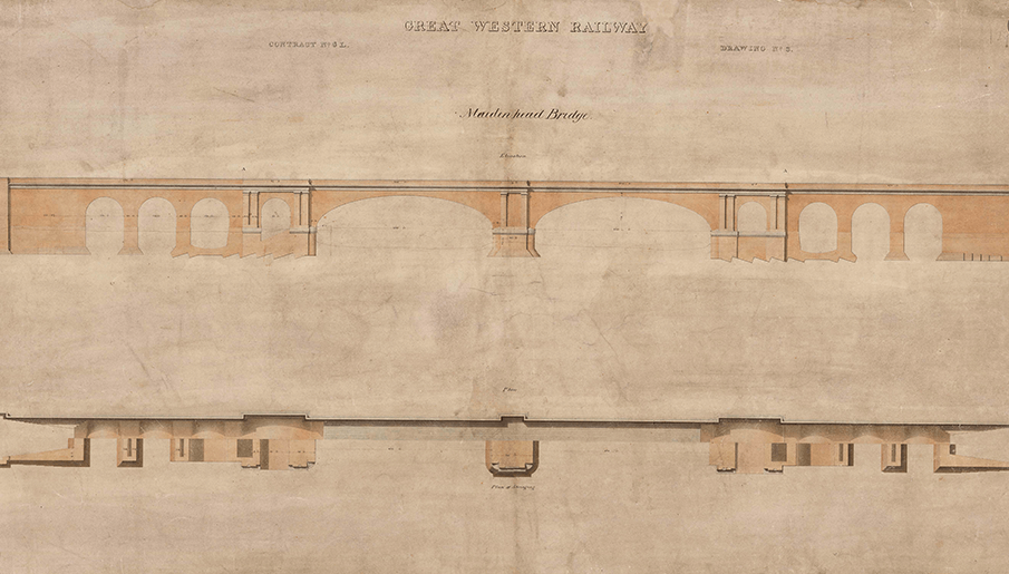 An original drawing of the Maidenhead bridge