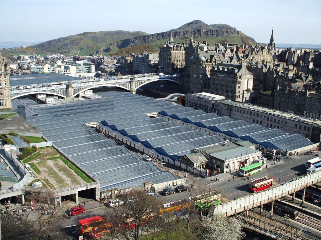 Birds eye view of Edinburgh Waverley station