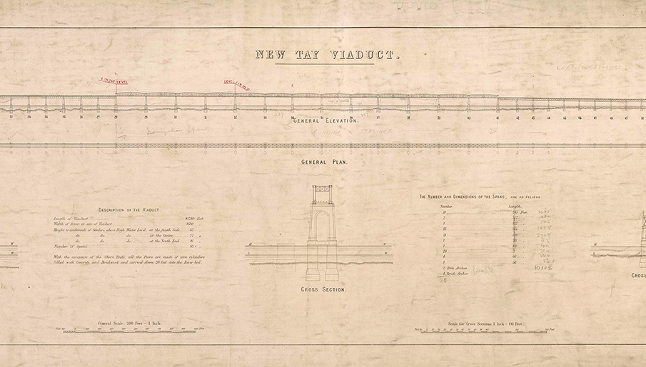 engineering drawing of the Tay Bridge