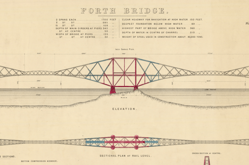 engineering drawing of the Forth Bridge
