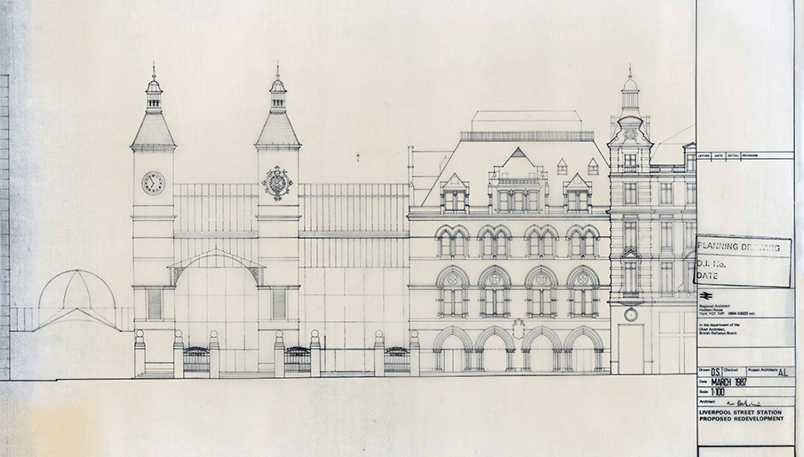 architectural drawing of Liverpool Street station