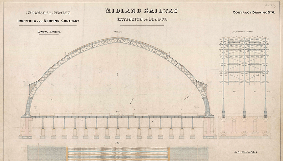 engineering drawing of St Pancras station roof