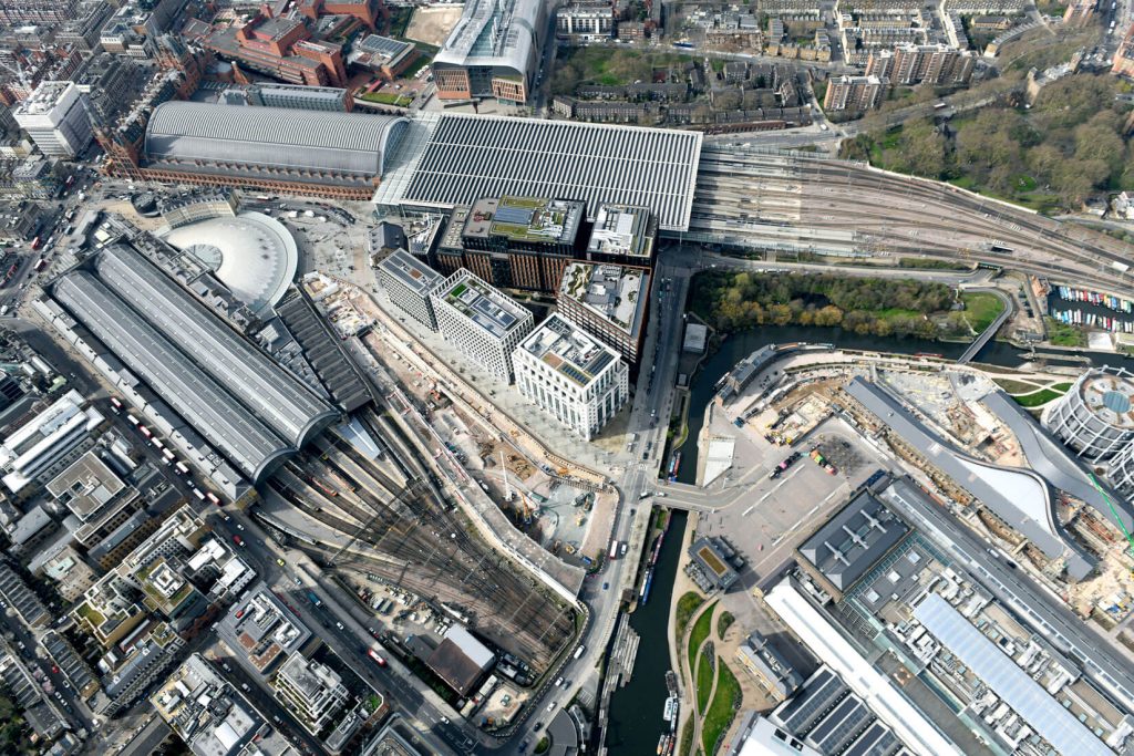Aerial view of Kings Cross station