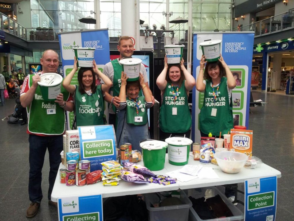 Charity collection an Manchester Piccadilly station