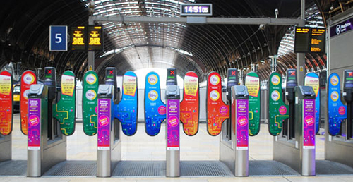 Advertising banners placed on ticket gates