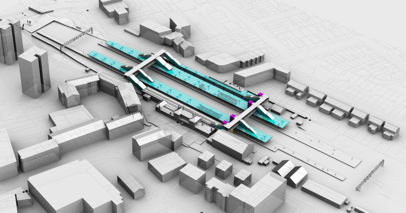 CGI of Norwood Junction station platforms