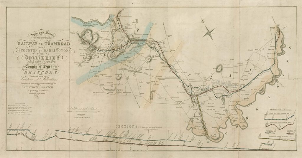 Drawing from George Stephenson's plan for the Stockton and Darlington Railway of the line's route