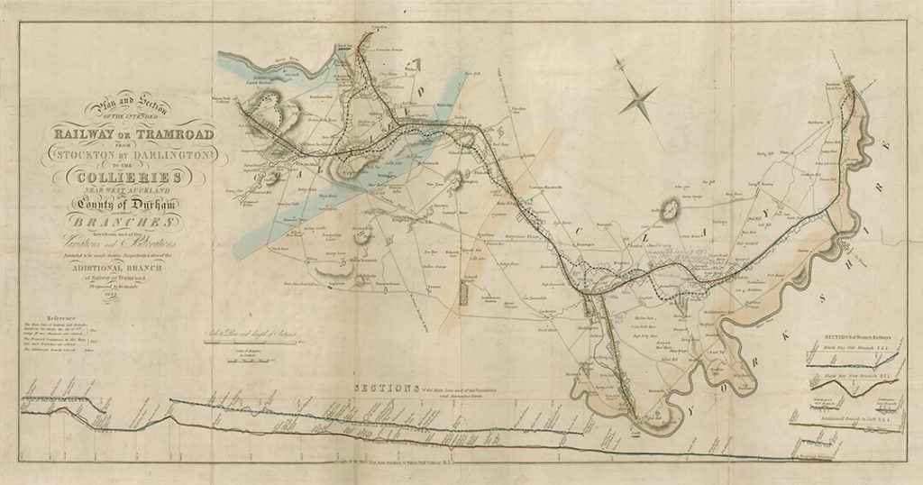 An original drawing of the Stockton and Darlington Railway, in engineer George Stephenson's historic notebook