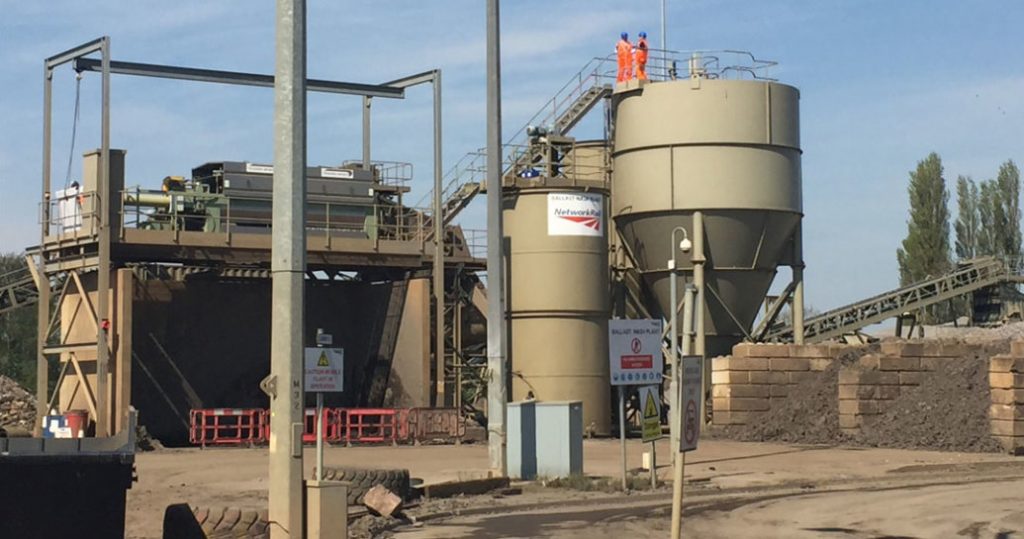 Ballast washer at our Whitemoor marshalling yard, daytime