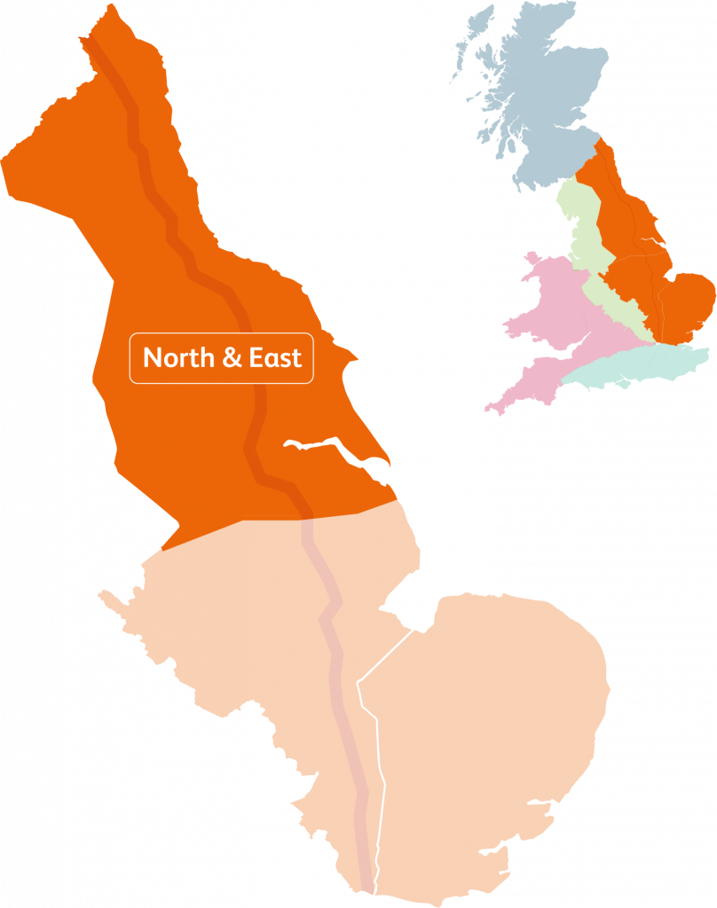 Map showing North & East route
