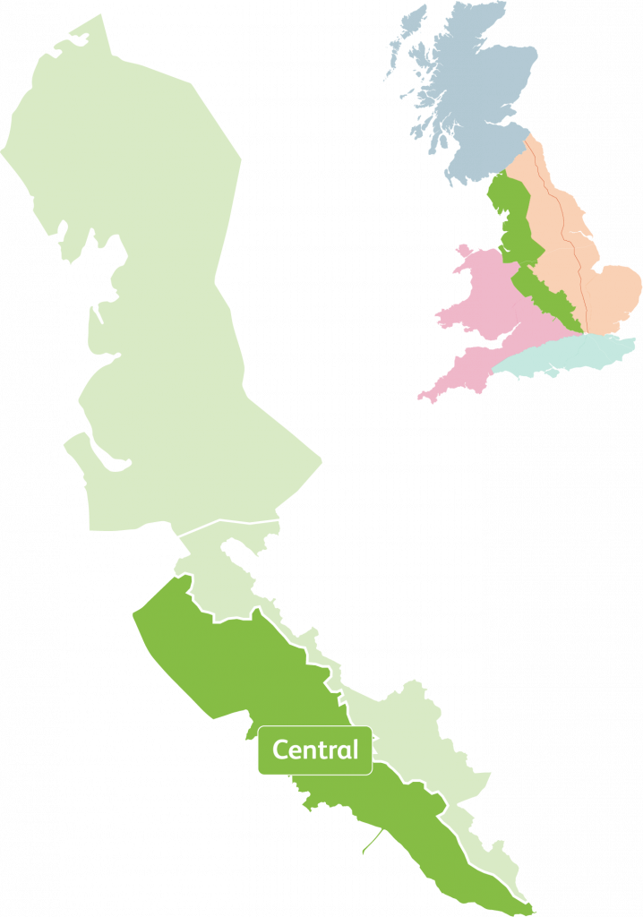 Map showing Central Route