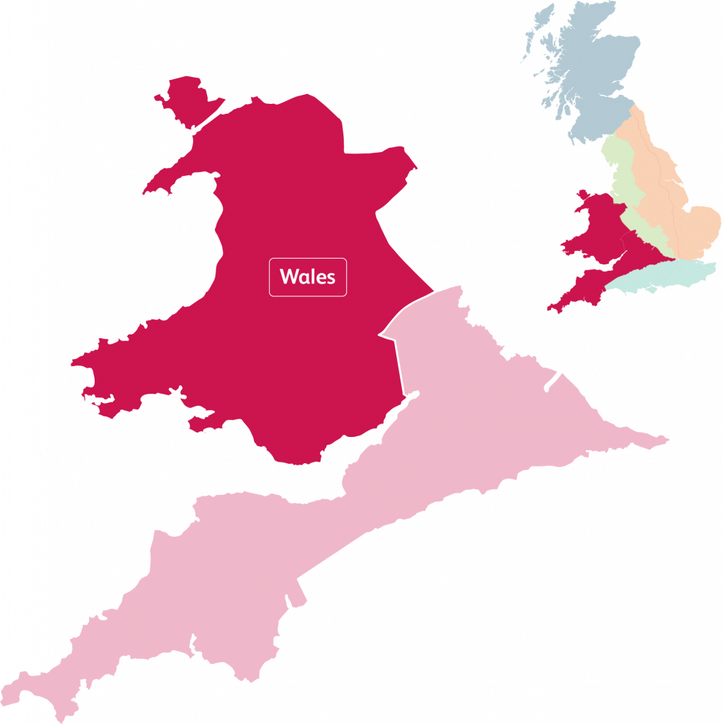 Map showing Wales route