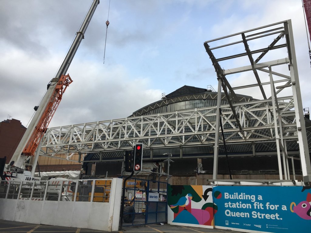 Construction work taking place at Glasgow Queen street station