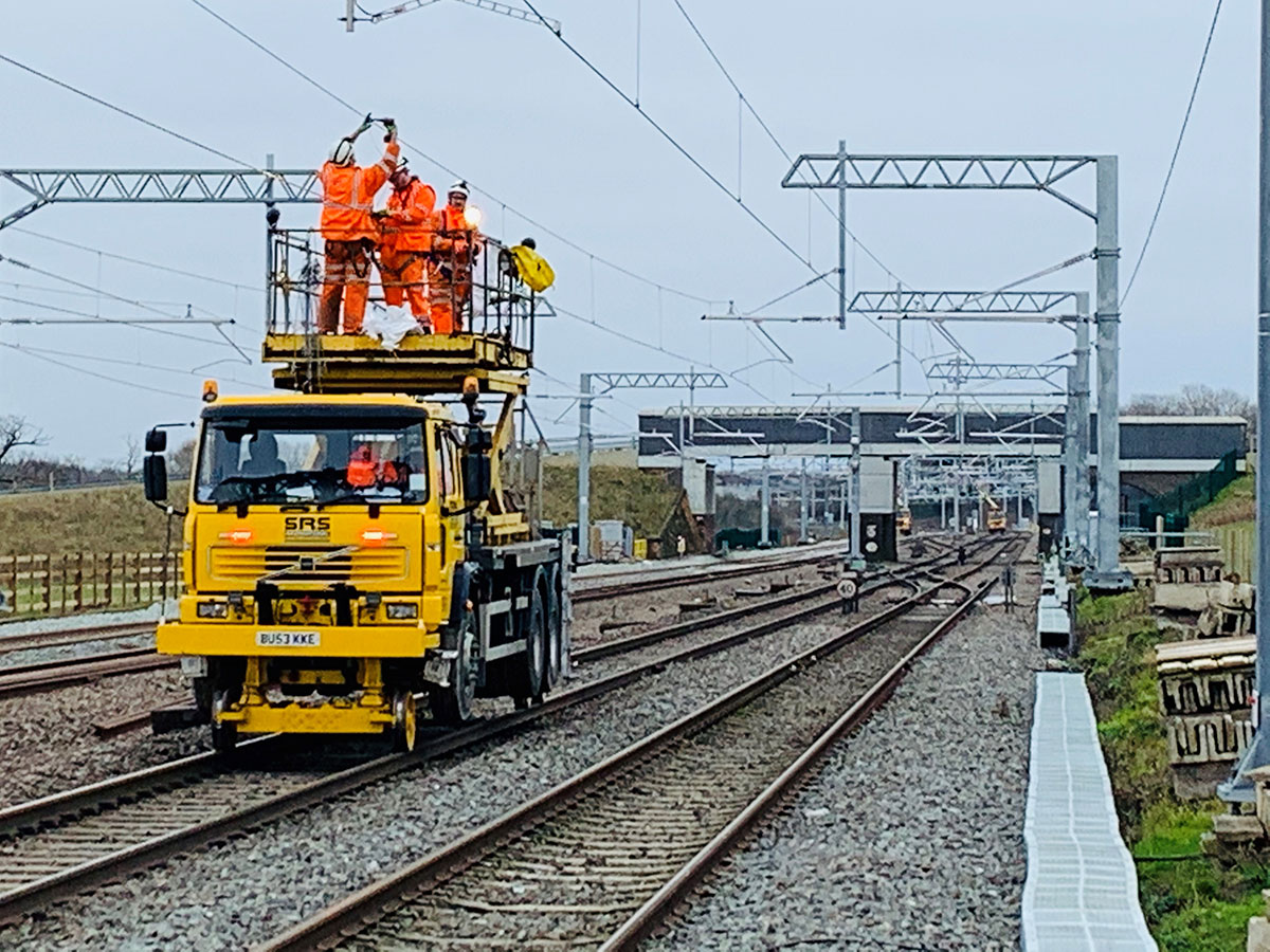Overhead line electrification work near Kettering