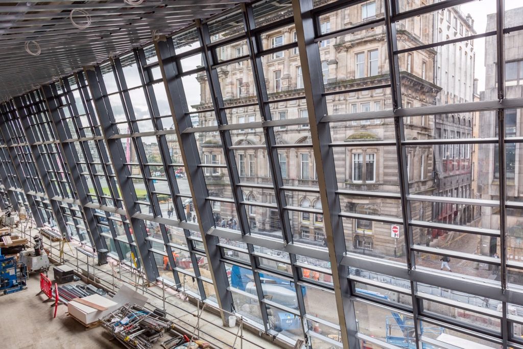 Queen Street's new glass from inside the station