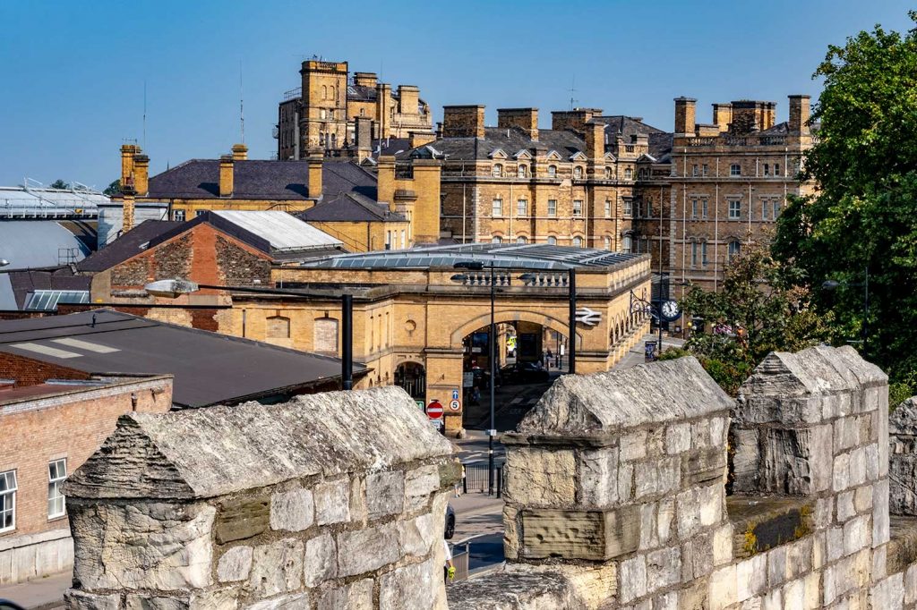 Long distance shot of York railway station