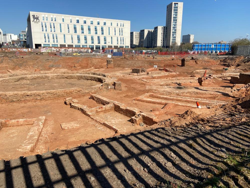 Excavation of a Victorian railway roundhouse discovered at Curzon Street in Birmingham