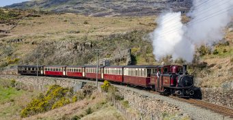 Steam train on the Ffestiniog Railway 2020