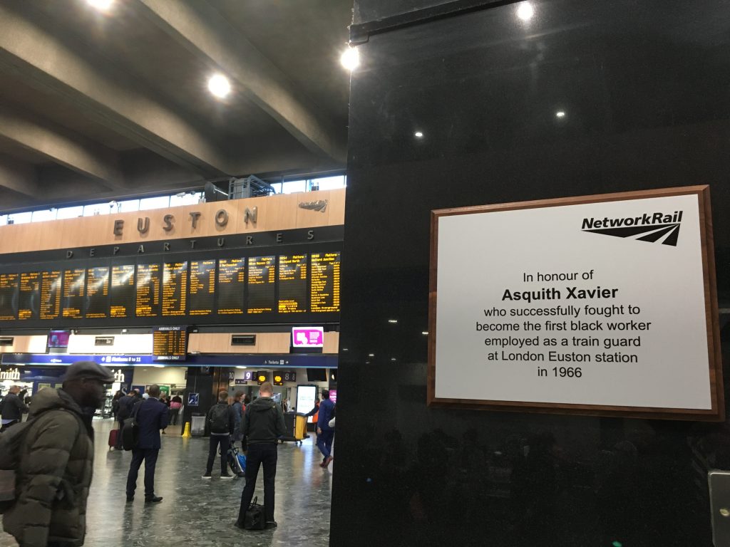 Plaque for Asquith Xavier at London Euston station