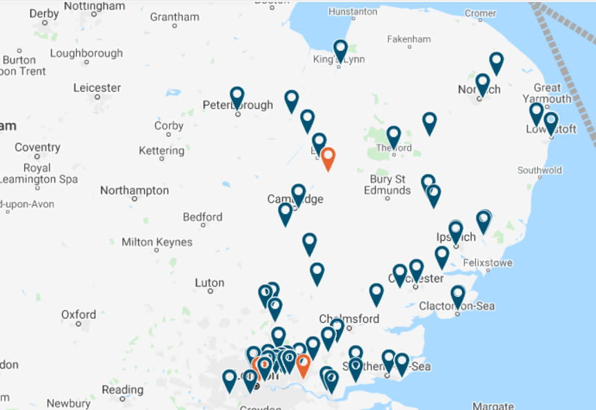 Greater Anglia Railway Map