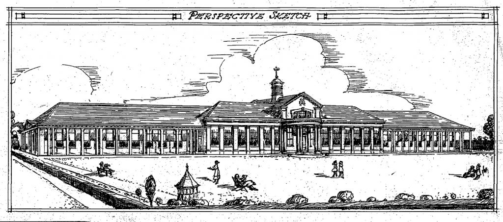 Original line drawing of the proposed Great Western Railway hospital in Swindon