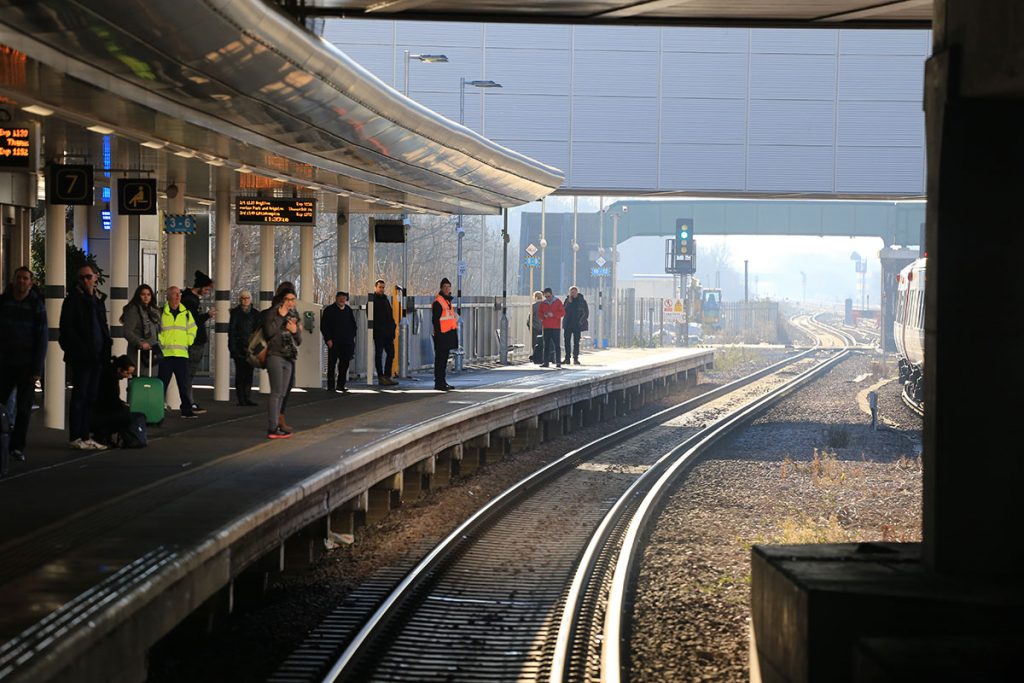 Busy platform at Gatwick station