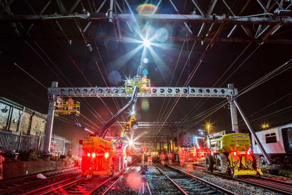 Anglia overhead wire renewals on great eastern main line
