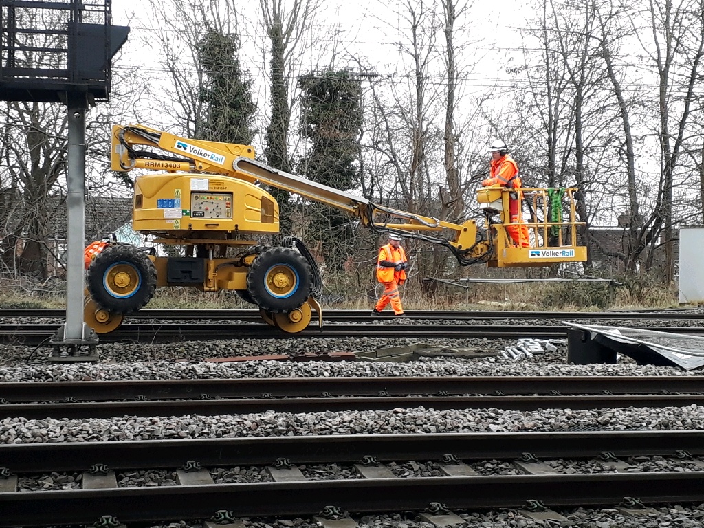 Overhead line work taking place at Bletchley