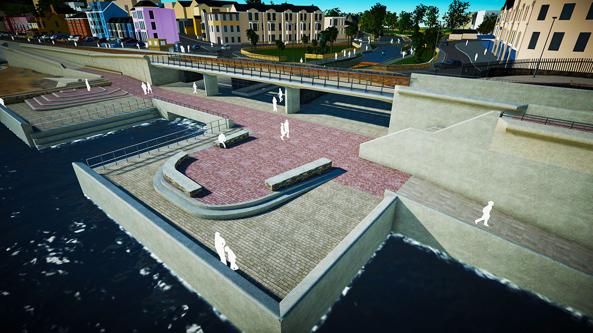 Artist's impression of area around basin