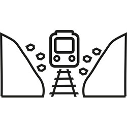 Train in landslide icon