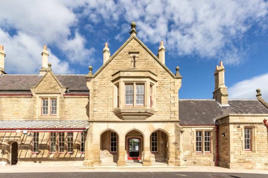 Morpeth railway station front.