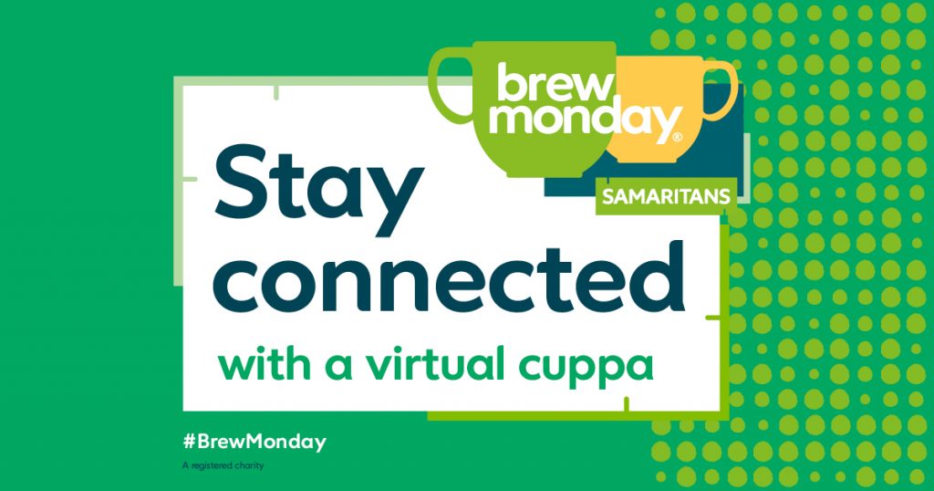 Brew Monday campaign social media graphic - 'stay connected with a virtual cuppa'