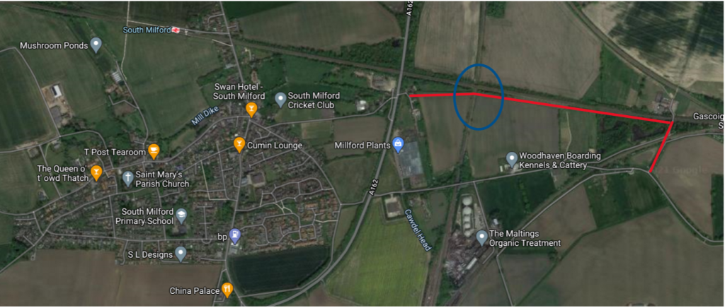 Satellite view of the affected footpath route