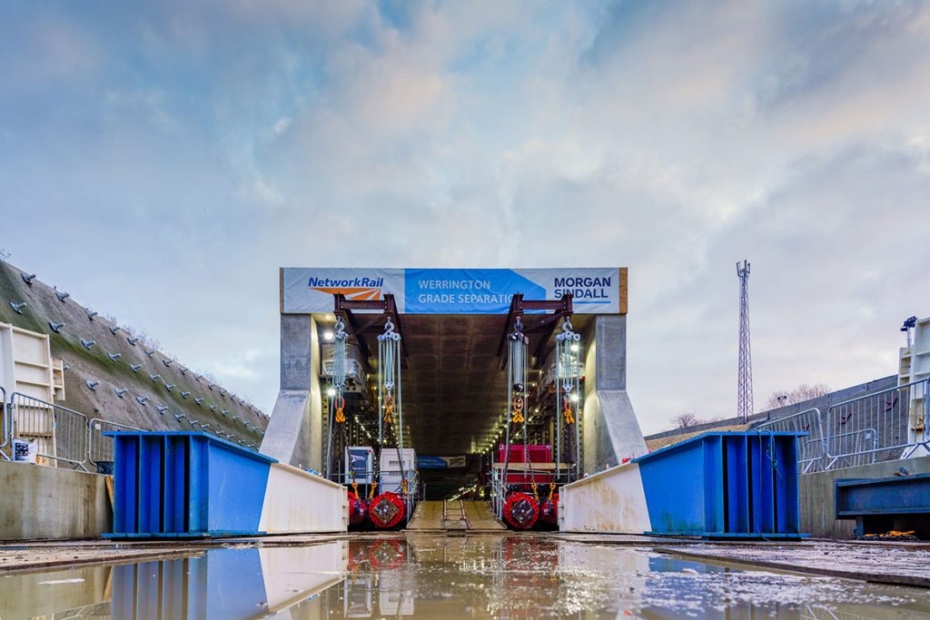 Exterior of project at Werrington to push a tunnel inside another tunnel, daytime