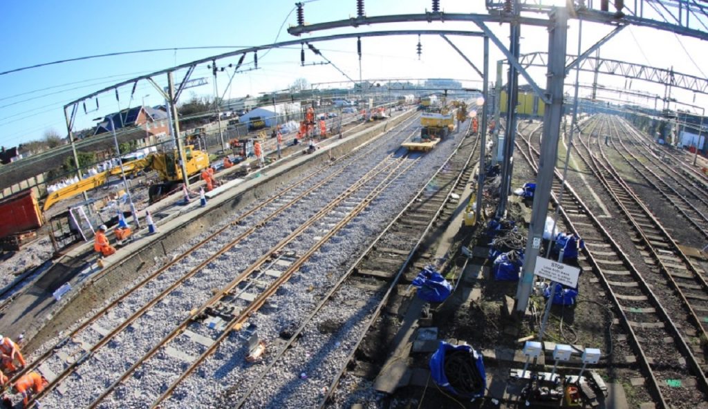 Clacton resignalling works wide view, daytime