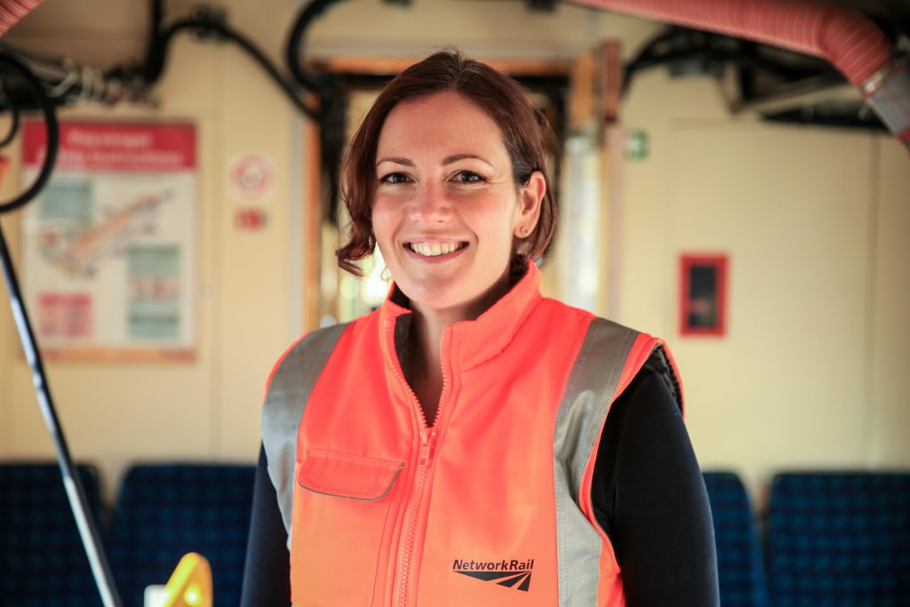 Engineer Katherine Stowe on board our automatic train operation demonstration