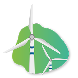 low emissions icon showing two wind turbines