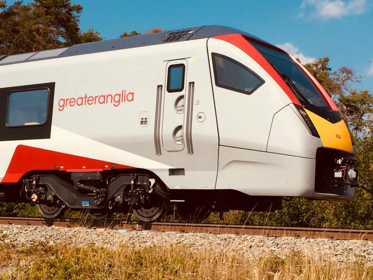 One of Greater Anglia's new trains being tested