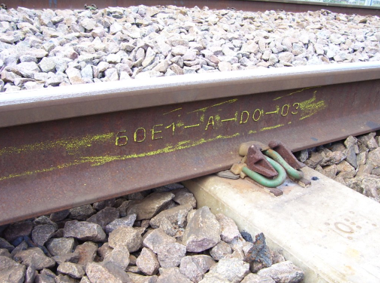 Close-up of flat bottom rail
