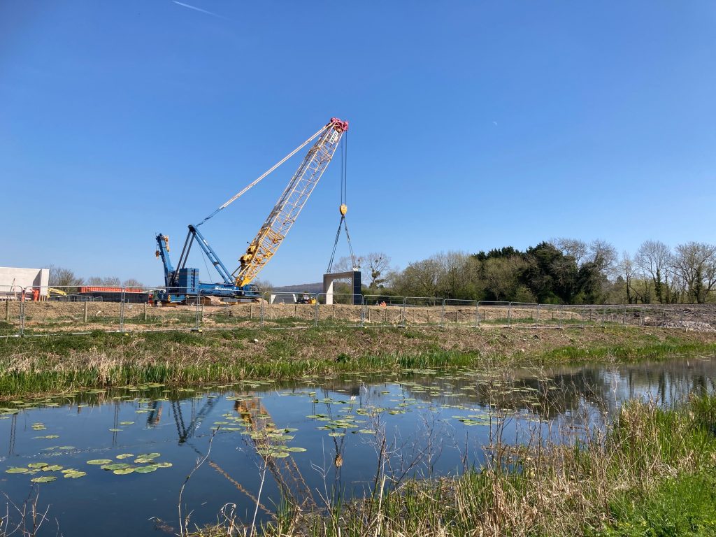 Crane working at The Ocean bridge, Stonehouse